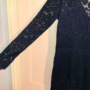 Navy long sleeve lace dress